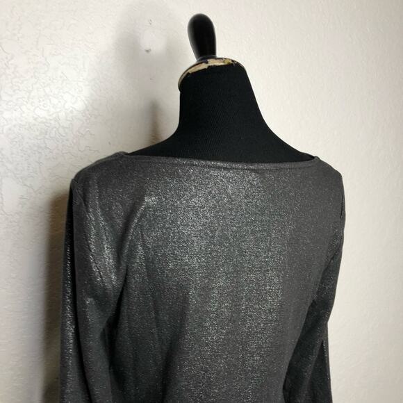 WHBM black silver metallic drape neck knit top size Small NWT - Picture 9 of 11